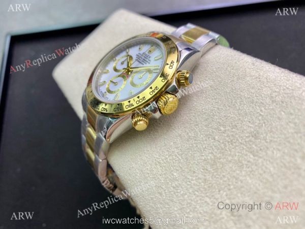 Swiss Replica Rolex Daytona 7750 Chrono Watch 40mm 904l Two Tone White Face Swiss Replica Rolex Daytona 7750 Chrono Watch 40mm 904l Two Tone White Face