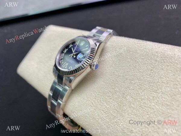 Swiss Copy Rolex Oyster Datejust 31mm Purple Roman Dial watch with VI Diamond Swiss Copy Rolex Oyster Datejust 31mm Purple Roman Dial watch with VI Diamond
