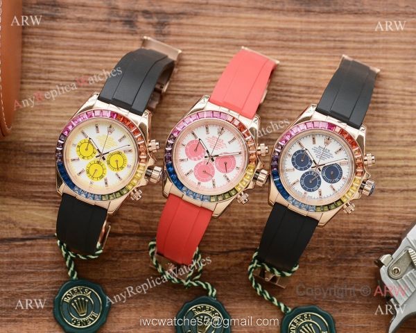 Fake Rolex Daytona Rainbow Watch Gold case White Dial Japan-quartz Fake Rolex Daytona Rainbow Watch Gold case White Dial Japan-quartz