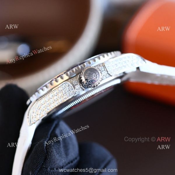 Fake Rolex Submariner Rainbow Bezel Black Dial leather Strap Watch Fake Rolex Submariner Rainbow Bezel Black Dial leather Strap Watch