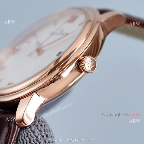 Copy Blancpain Villeret Rose Gold Case Watch With Roman Markers Brown Leather Strap Copy Blancpain Villeret Rose Gold Case Watch With Roman Markers Brown Leather Strap
