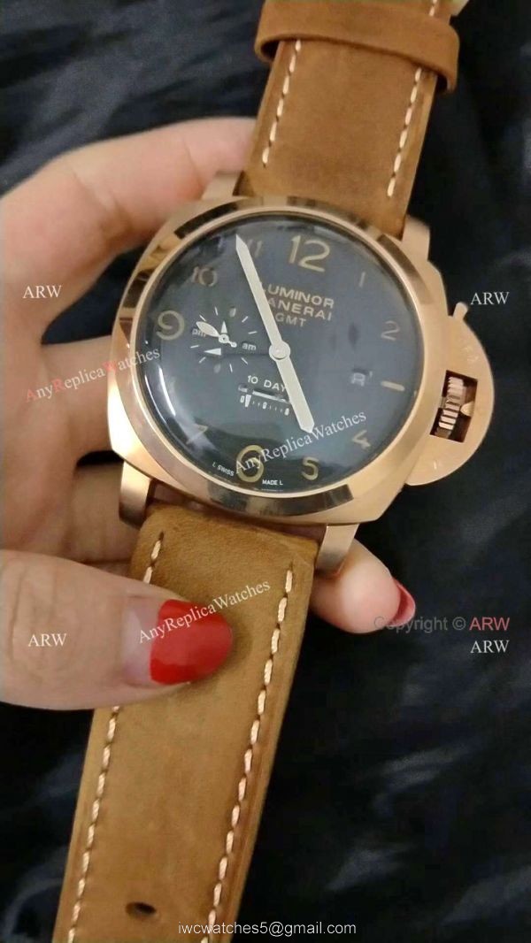PANERAI LUMINOR 10 DAYS GMT REPLICA WATCH ROSE GOLD BLACK DIAL PANERAI LUMINOR 10 DAYS GMT REPLICA WATCH ROSE GOLD BLACK DIAL