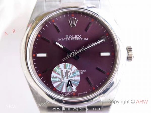 Replica Rolex Oyster Perpetual New Red Grape Dial Stainless Steel Swiss 3132 Watch JF Factory Replica Rolex Oyster Perpetual New Red Grape Dial Stainless Steel Swiss 3132 Watch JF Factory