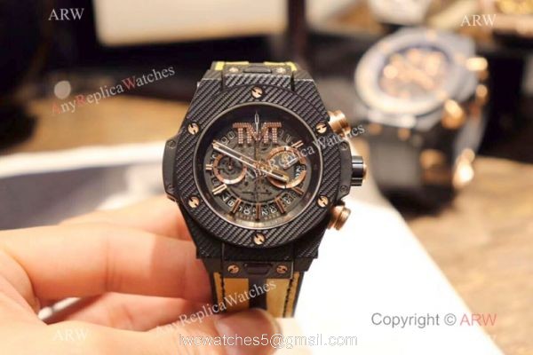 Hublot Big Bang Unico TMT Black Chronograph Watch Yellow Gummy Strap Hublot Big Bang Unico TMT Black Chronograph Watch Yellow Gummy Strap