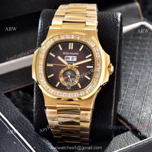 Wholesale Copy Patek Philippe Annual Calendar Watches Yellow Gold with Diamond Wholesale Copy Patek Philippe Annual Calendar Watches Yellow Gold with Diamond