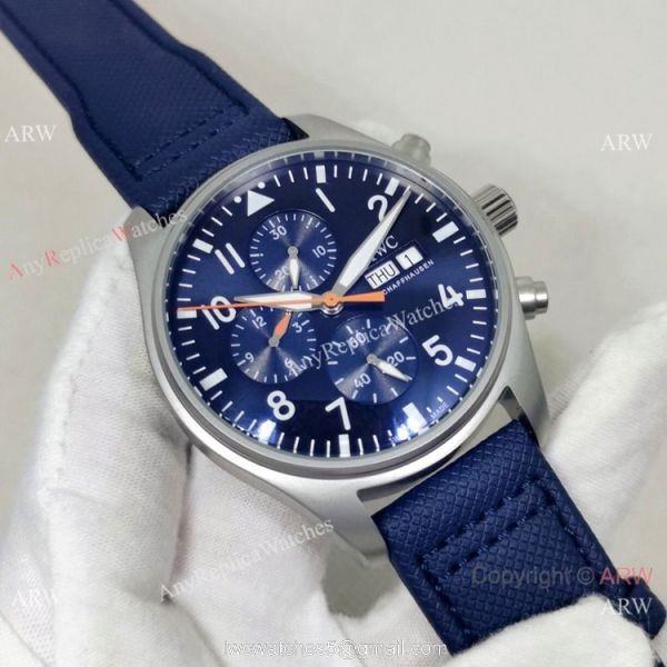 New Copy IWC Pilots Automatic Watch Orange Hand Blue Leather Strap New Copy IWC Pilots Automatic Watch Orange Hand Blue Leather Strap