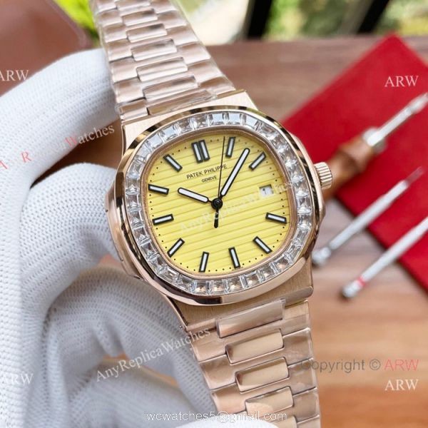 New Patek Philippe Nautilus Lemon Dial Diamond bezel Watches Automatic New Patek Philippe Nautilus Lemon Dial Diamond bezel Watches Automatic