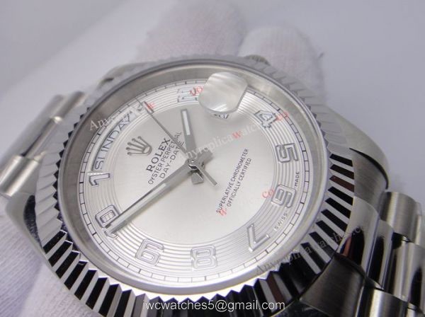 Rolex Daydate II Stainless Steel Silver Arabic Watch 41mm Rolex President Replica