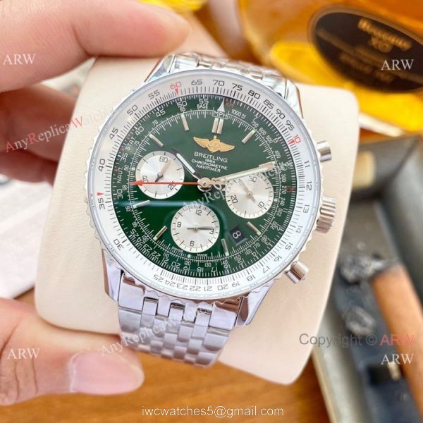NEW! Swiss 7750 Breitling Navitimer Watch Green Dial Stainless steel 43mm