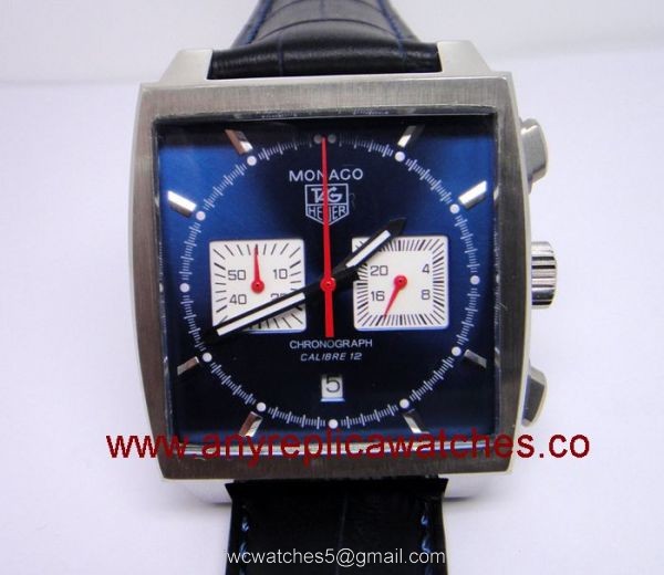 Fake Tag Heuer Monaco Chronograph Calibre 12 Blue Dial / Blue leather Watch