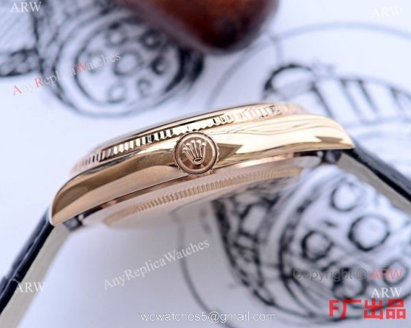 Copy Rolex Cellini Time 40mm Watch Blue Dial Blue Leather Strap