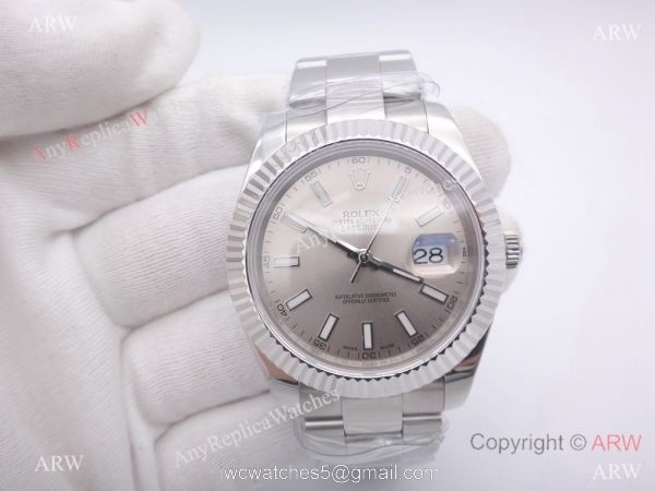 NEW UPGRADED Rolex Datejust II 41mm Replica Watch SS Oyster Silver Face AAA+