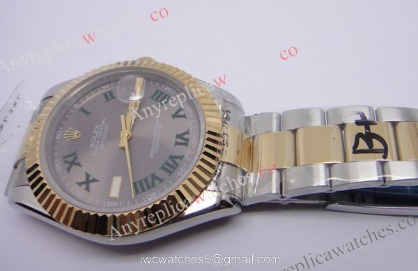 NEW UPGRADED Rolex Datejust II 2-Tone Gray Face Green Roman DJII 41mm Watch