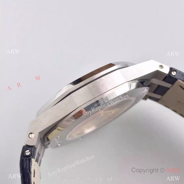 JF Factory Swiss Audemars Piguet Replica Watch Silver Face Brown Leather Band