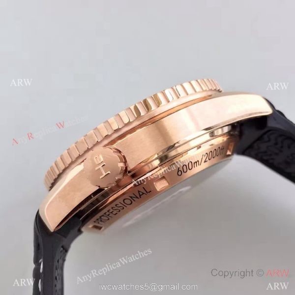 (OM)New Copy Swiss Omega Seamaster 9901 Watch Rose Gold Black Leather