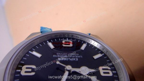 Rolex Explorer Black Face Stainless Steel Mens Replica Watch