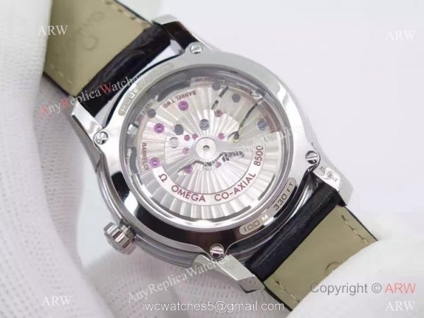 Swiss Grade Omega De Ville Fake Watch SS Blue Leather 8500 Movement
