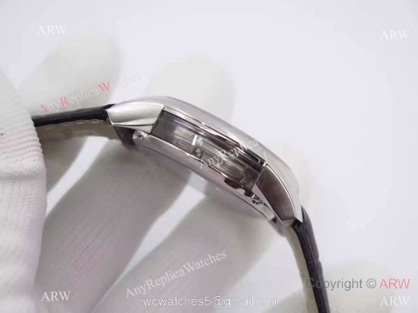 Swiss Omega De Ville Fake SS Black Leather Watch 8500 Movement