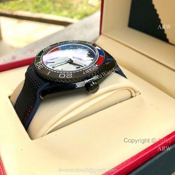 Copy Omega Seamaster Planet Ocean Deep Black GMT Watches Black Dial