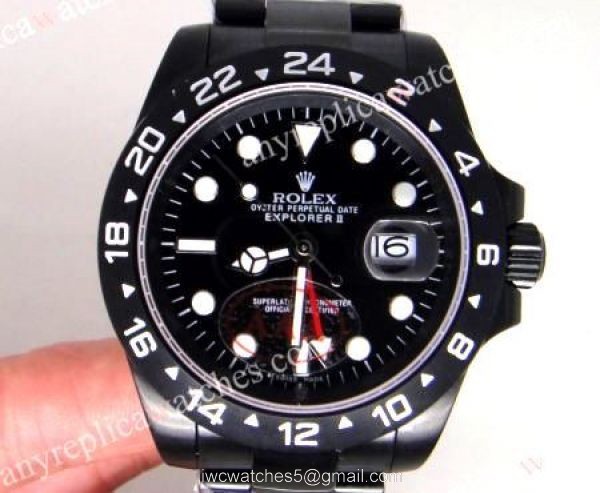 Solid Black Case Replica Rolex Explorer II Men Watch