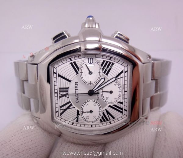 Cartier Roadster Stainless Steel Chronograph Replica Watch / Swiss Grade Case