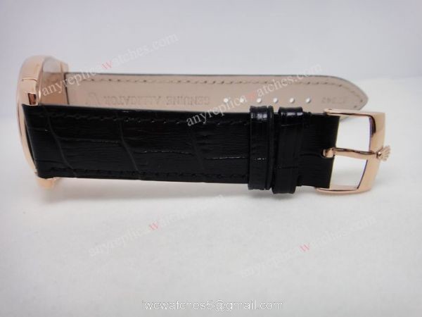 Rolex Cellini Rose Gold Black Diamond Markers Black Leather Japan Grade