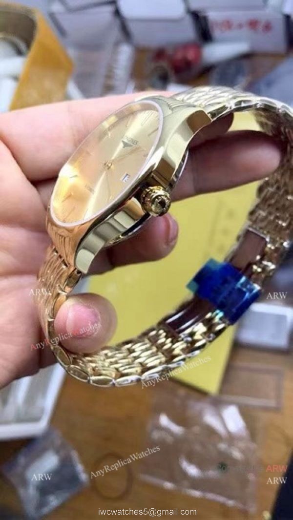 Swiss Replica Longines 39mm Watch All Gold Sapphire crystal