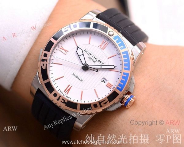 Clone Patek Philippe Geneve SS Black Blue Bezel Watch Automatic Movement