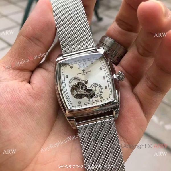 New Fake Patek Philippe Geneve Stainless Steel Black Dial Watch 40mm