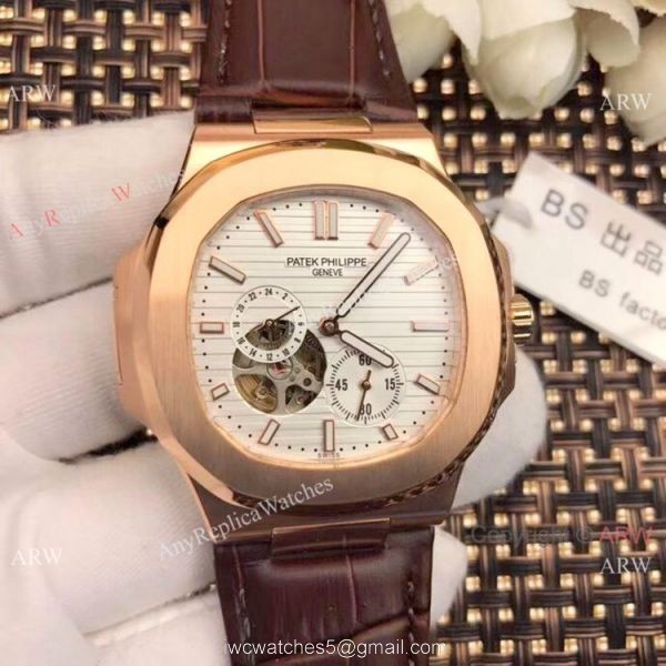 Best Replica Patek Philippe Tourbillon Nautilus Watch Rose Gold Gray Dial