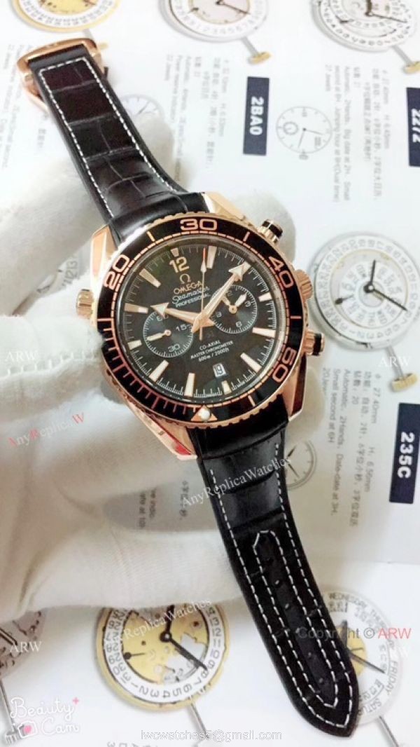 Best Copy Omega Planet Ocean 600m Chronograph Watch Red Black Bezel