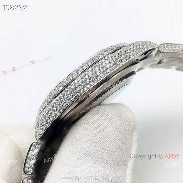Rolex Datejust 41 SS Iced Out Watch Best AAA Replica Watches China