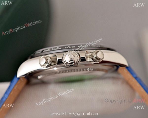 Rolex Daytona Blue Dial Replica Blue Leather Strap Watch