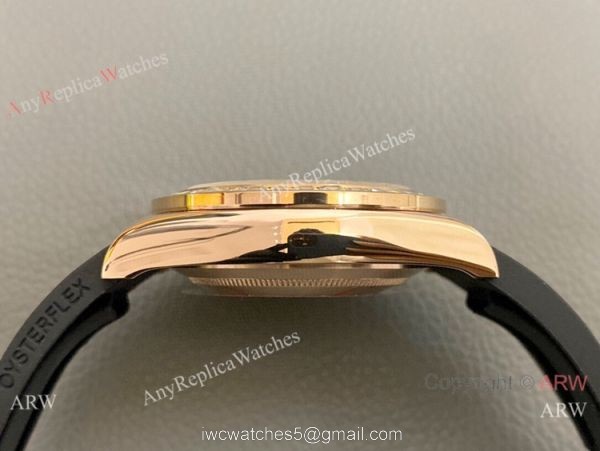 New Rolex Daytona Rose Gold Leopard Dial Aftermarket Rolex Oysterflex Replica Watch