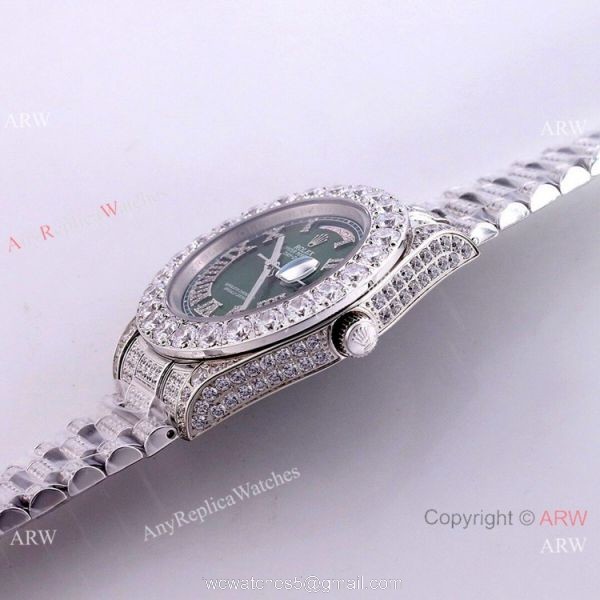 Rolex Day Date Green Dial Ice Watch Rolex Diamond Bezel Replica Watch