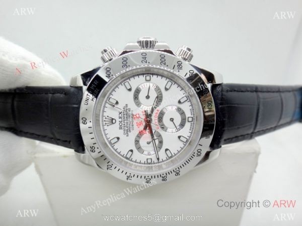 Rolex Daytona Leather Strap White Face High Quality watch