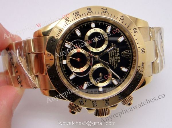 Yellow Gold Rolex Daytona Black Face Watch Buy Replica Watches