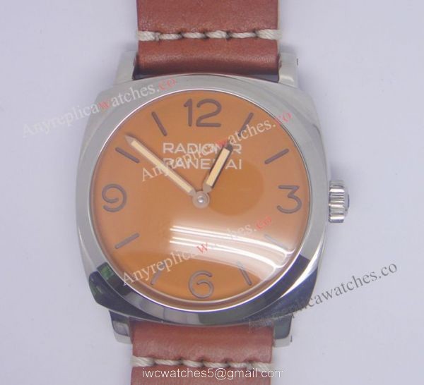 Replica Panerai Radiomir BREVETTATO Orange Face Brown leather strap