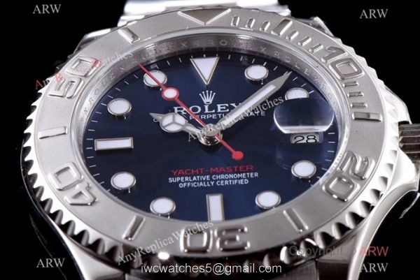 Swiss Replica Rolex Yacht-master 116655 Blue Face Red Hand 37mm/40mm Watch AR Factory