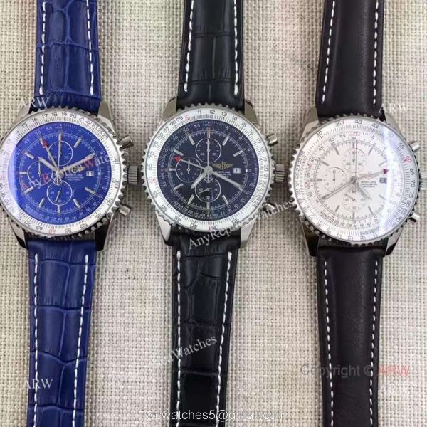 Breitling Navitimer World GMT 46mm Black / Black Leather Stainless Steel Watch