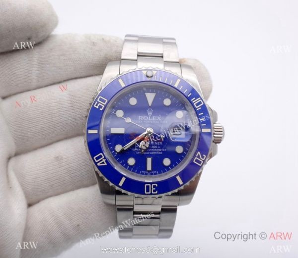 High Quality Replica Rolex Blue Ceramic Bezel Submariner Blue Face Mens Watch 40mm