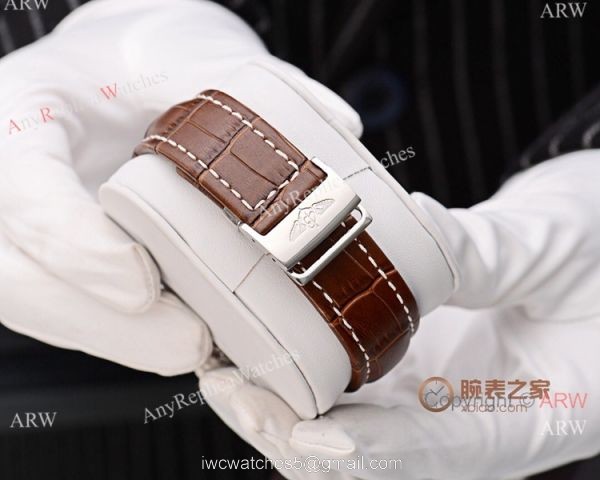 Fake Breitling Chronomat Watches White Dial Black Leather Strap