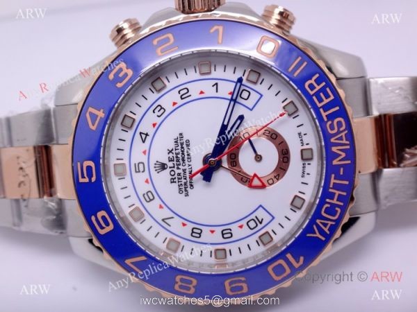 2-Tone Rose Gold Rolex Yacht-Master II Watch Blue Ceramic w/ Countdown Function