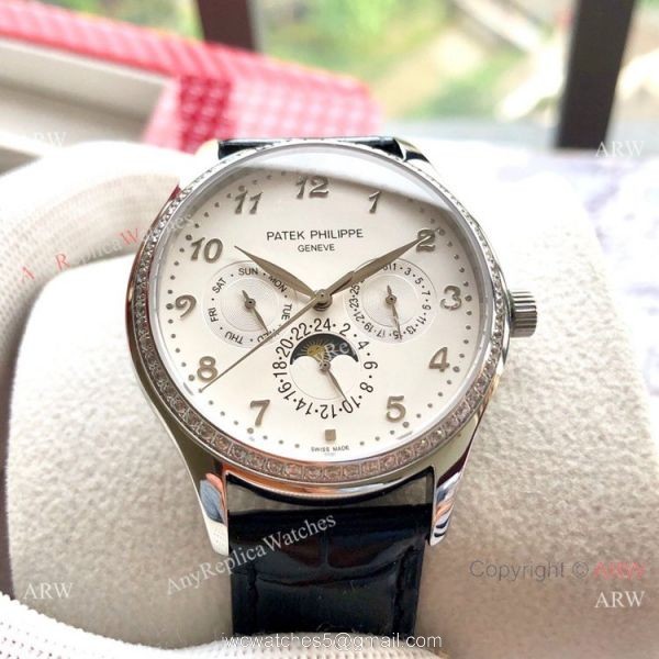 Super Clone Patek Philippe Moonphase Gold Diamond Watch 40MM