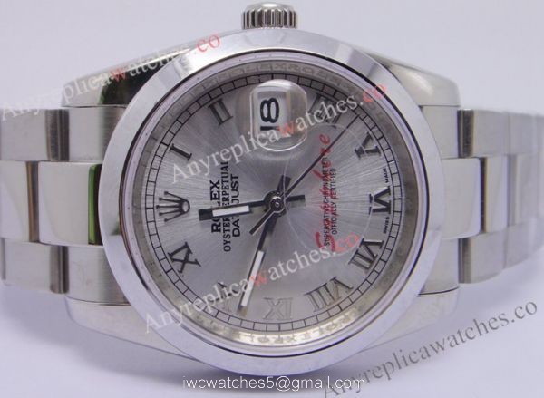 Rolex Datejust Stainless Steel Oyster Band Silver Roman Face Replica Watch