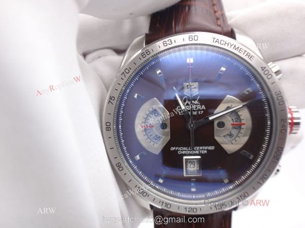 Tag Heuer Grand Carrera Calibre 17 RS3 Copy Watch Brown Face/Brown Leather Strap