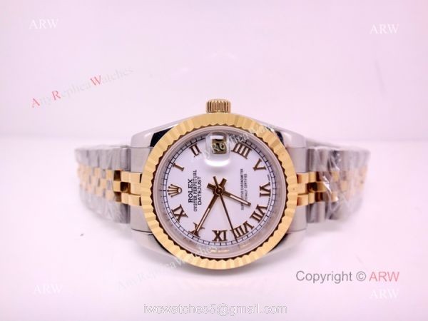 Best Rolex 16233 Fake Datejust Watch 2-Tone White Roman 31mm