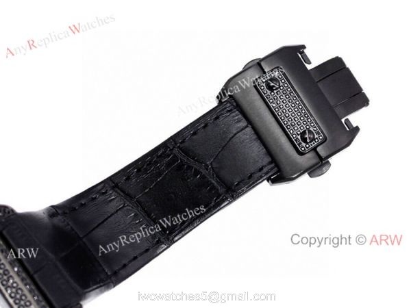 Knockoff Cartier Santos Chronograph Watch Black Diamonds