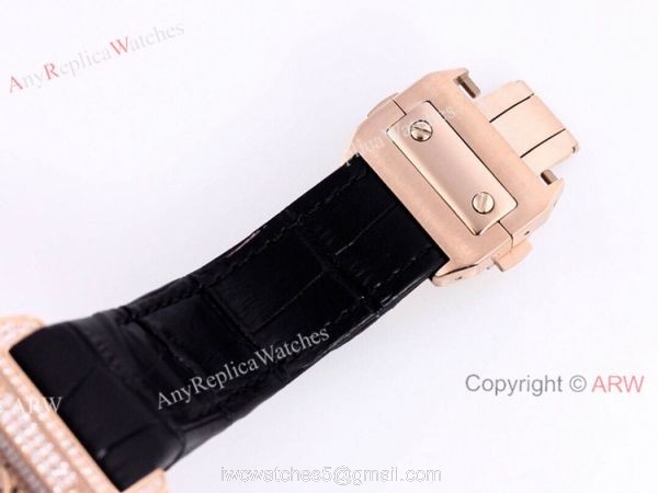 Knockoff Cartier Santos Chronograph Watch Rose Gold Diamond 45mm