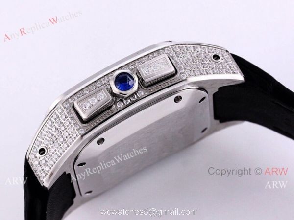 Knockoff Iced Out Cartier Santos Chronograph Watch 45mm